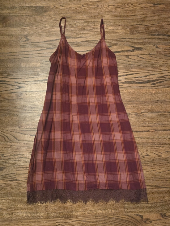 Arizona Jean Company Dresses & Skirts - 90's Burgundy Plaid Grunge Slip Dress